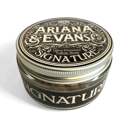 Signature shaving soap by Ariana & Evans. Scent: whiskey, woods, tobacco & oud 