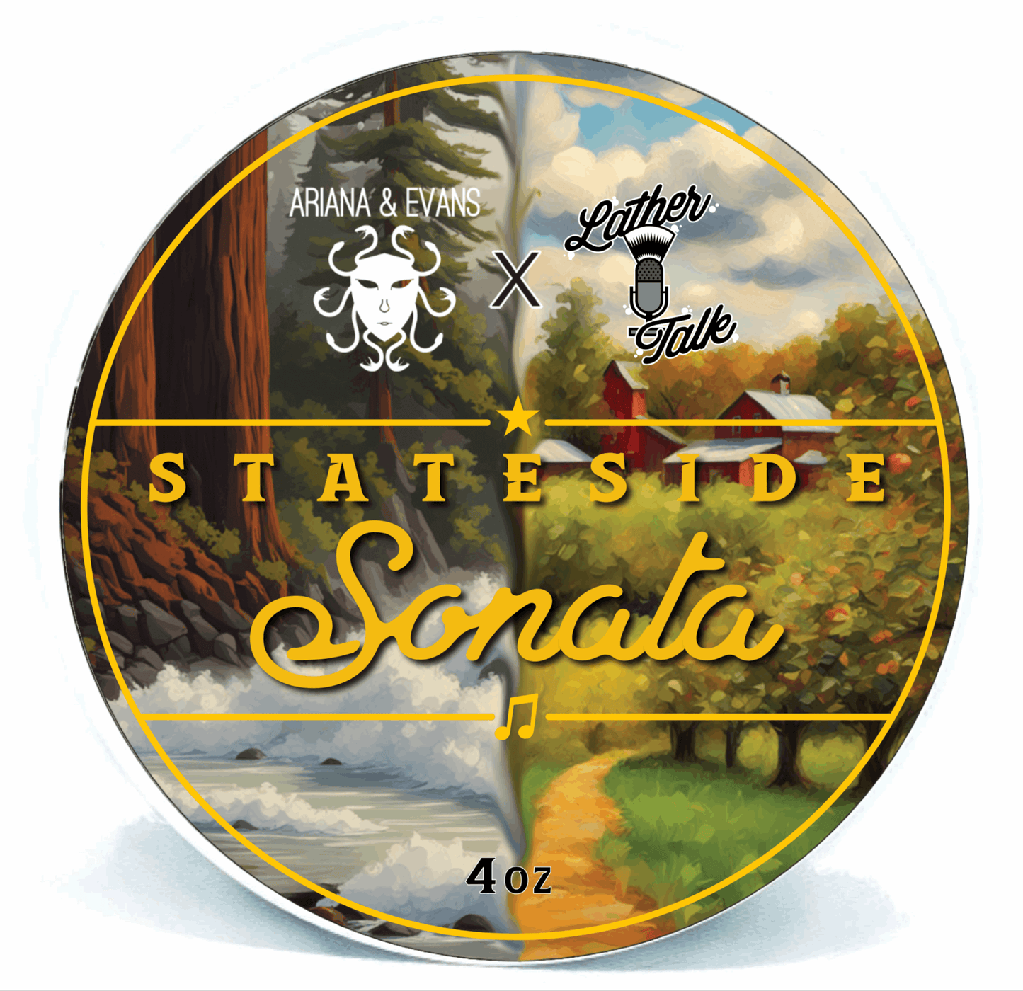 Stateside Sonata shaving soap by Ariana & Evans. Top shaving soap