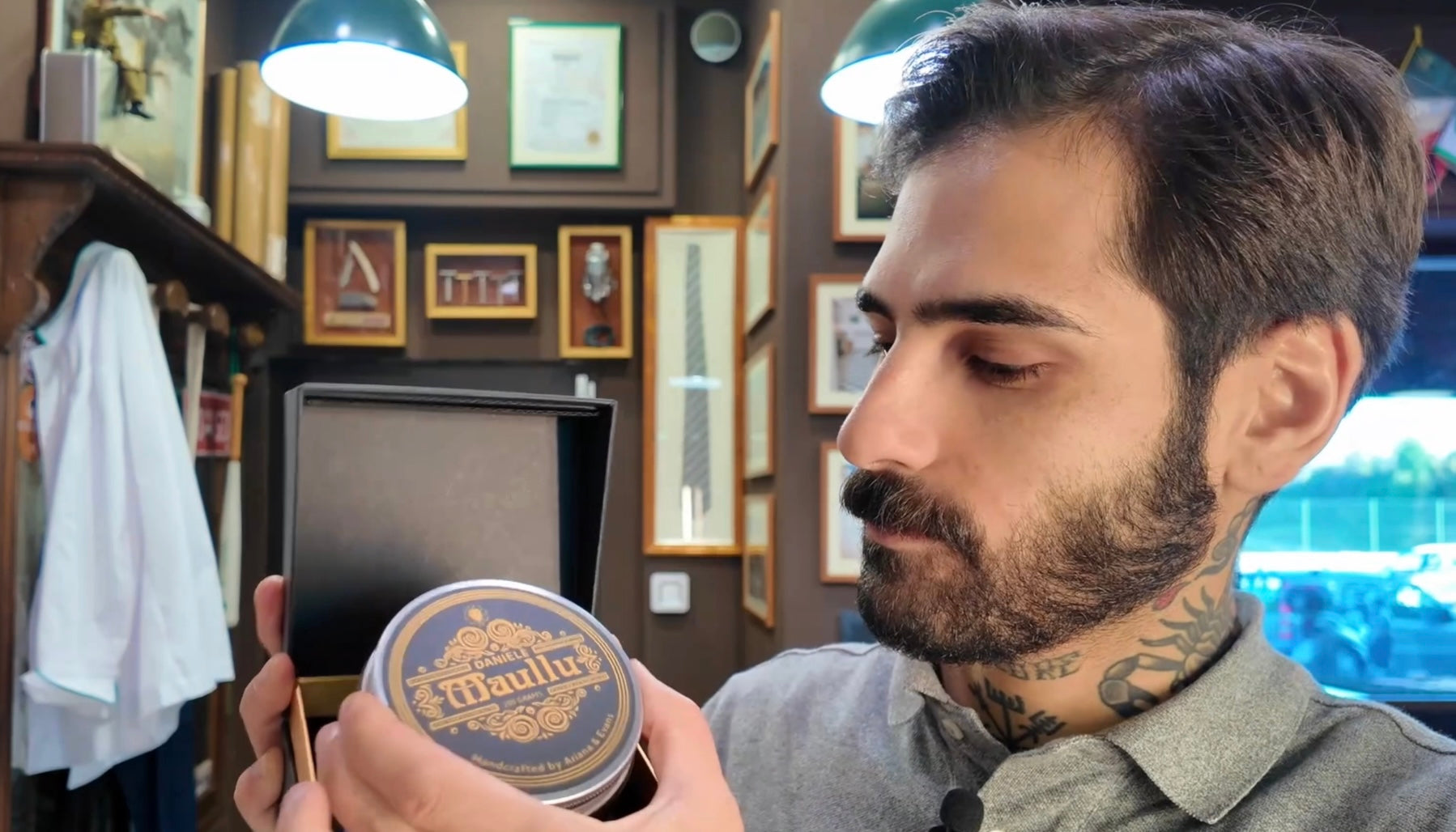 Load video: Daniele Maullu Legacy shaving soap by Ariana &amp; Evans. Daniele shaves with this amazing shaving soap