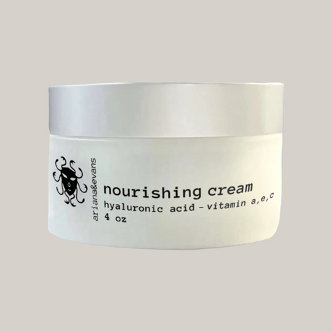Jar of Ariana Keavens nourishing cream on a white background