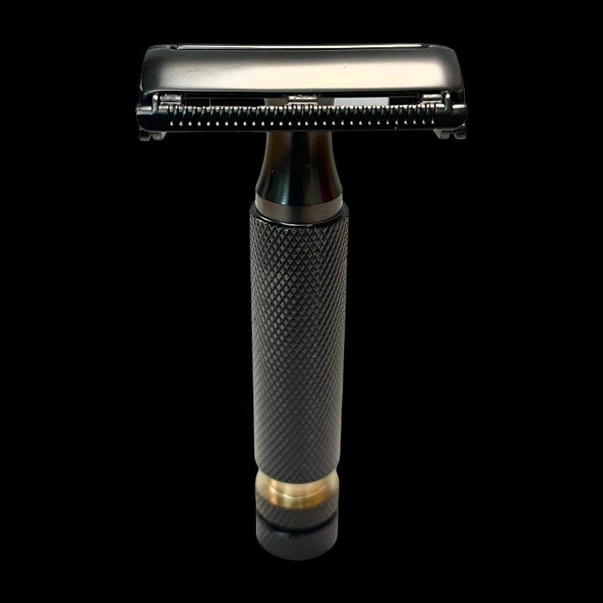 B1 Lancer Razor with butterfly style head, featuring a textured grip and elegant design, perfect for comfortable shaves.